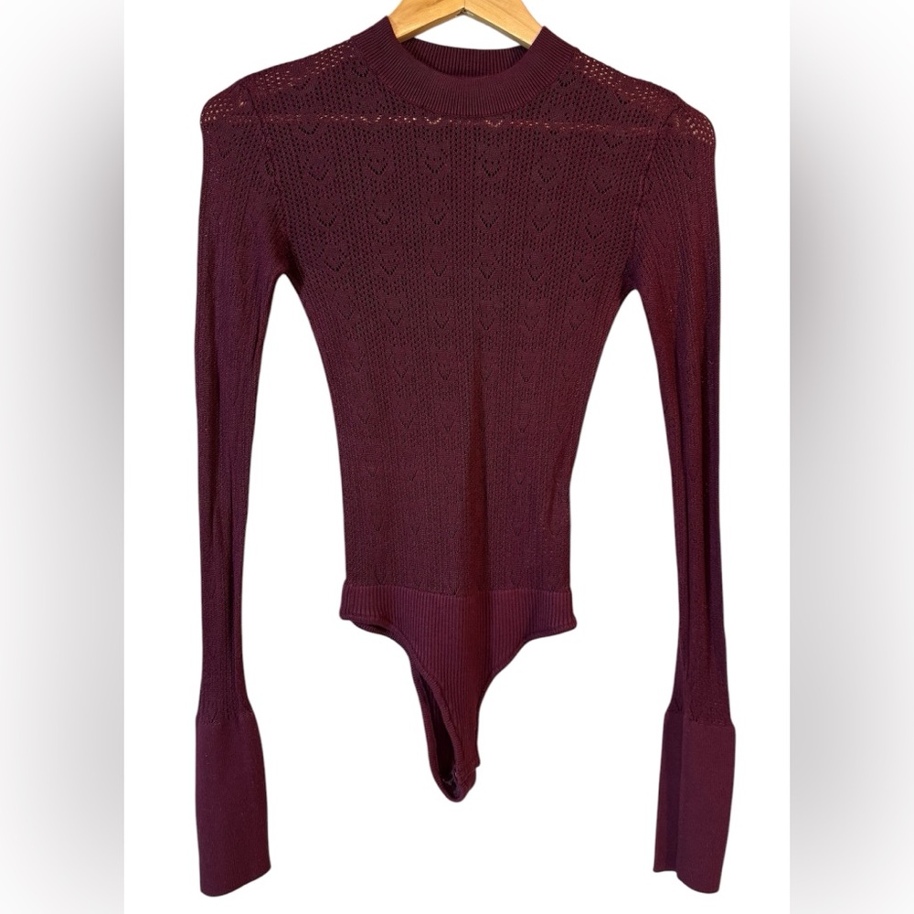 Women's Intimately Free People Burgundy What's The Pointelle Bodysuit sz S